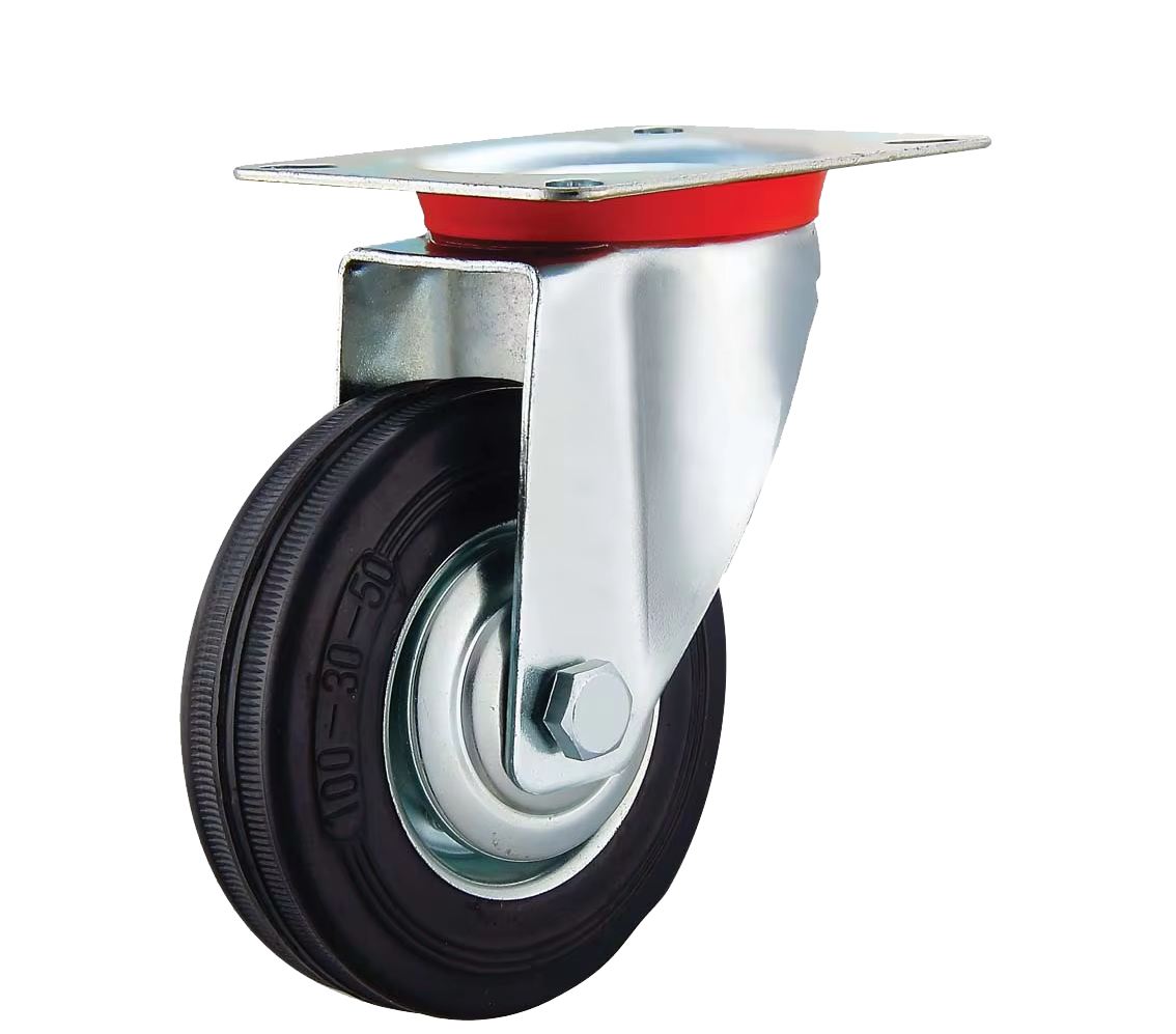 عجلات صناعية من الكاوتش - مقاسات 3"، 4"، 5" (متحركة، بفرامل، ثابتة) Rubber Industrial Casters - 3", 4", 5" (Swivel, Brake, Fixed)